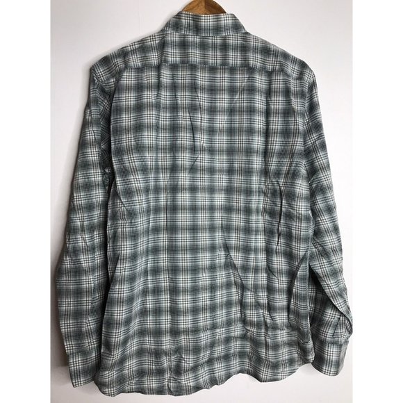 John Varvatos Men's Medium Button Long Sleeve Gray Blue Plaid Shirt - Picture 6 of 6